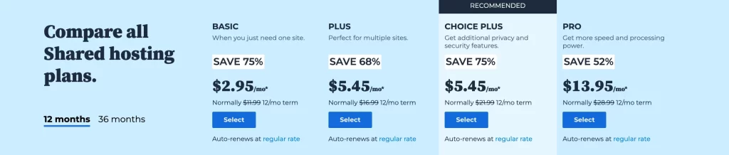 Bluehost Review: Bluehost Pricing