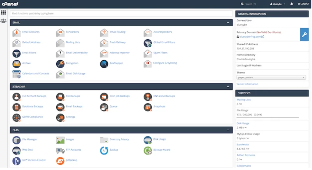 InterServer Review: cPanel